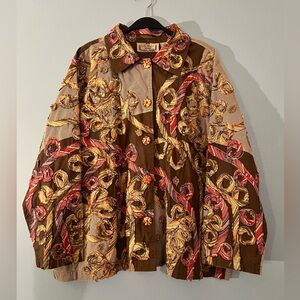 Artistic Brown and Red Utility Jacket